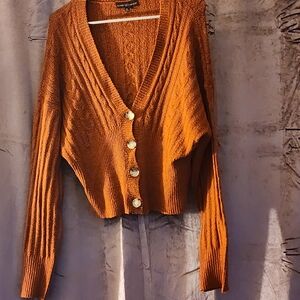 Almost Famous Rust Cardigan Sweater